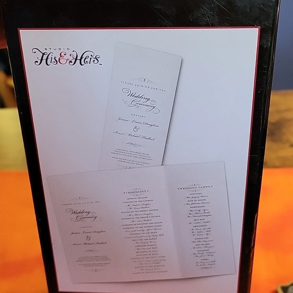 Studio His & Hers Wedding Programs 9 1/2 x 12 White New